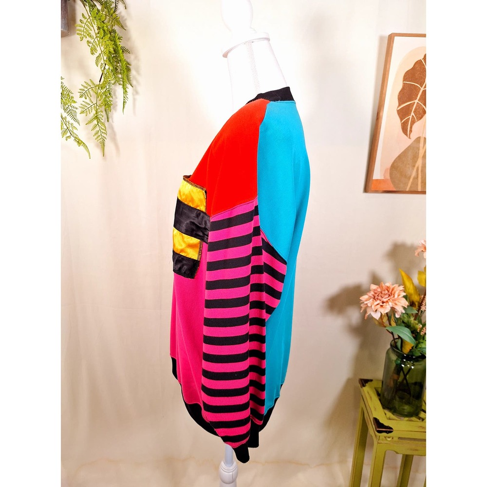 C.A. Sport Women's Retro Multi-Colored Sweater W' Pocketd Size Large - Picture 5 of 7